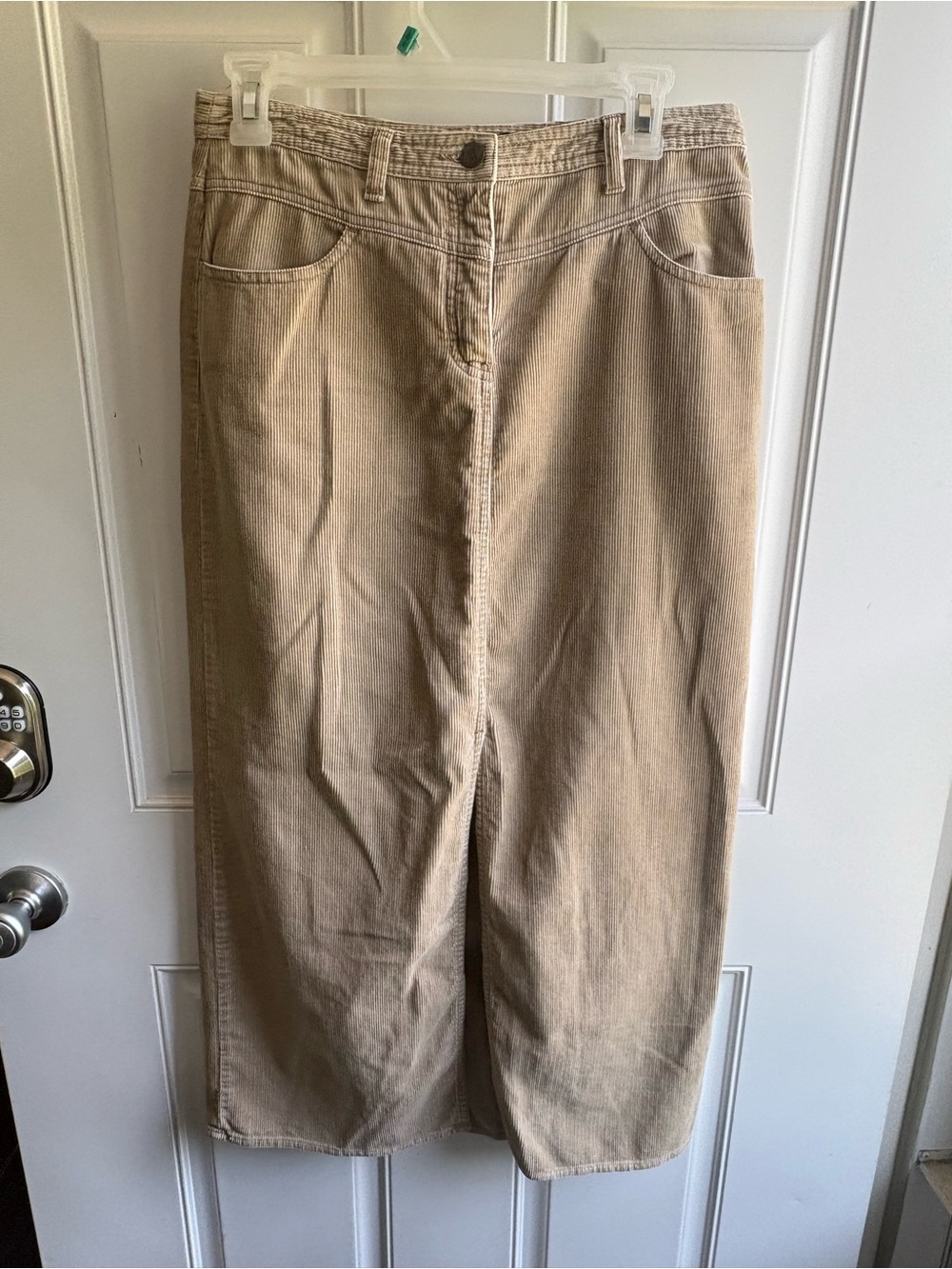 New York & Company Corduroy Maxi Skirt in Beige Tan